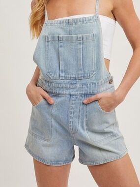 NEW Blue Ivy Bow Tie Denim Overall Shorts